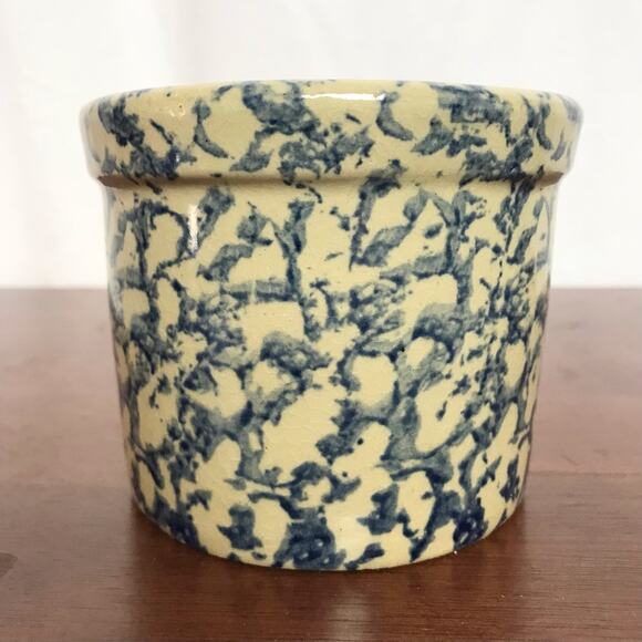 Robinson Ransbottom Roseville Ohio VTG USA Made Spongeware Pottery Planter Pot - Picture 2 of 10